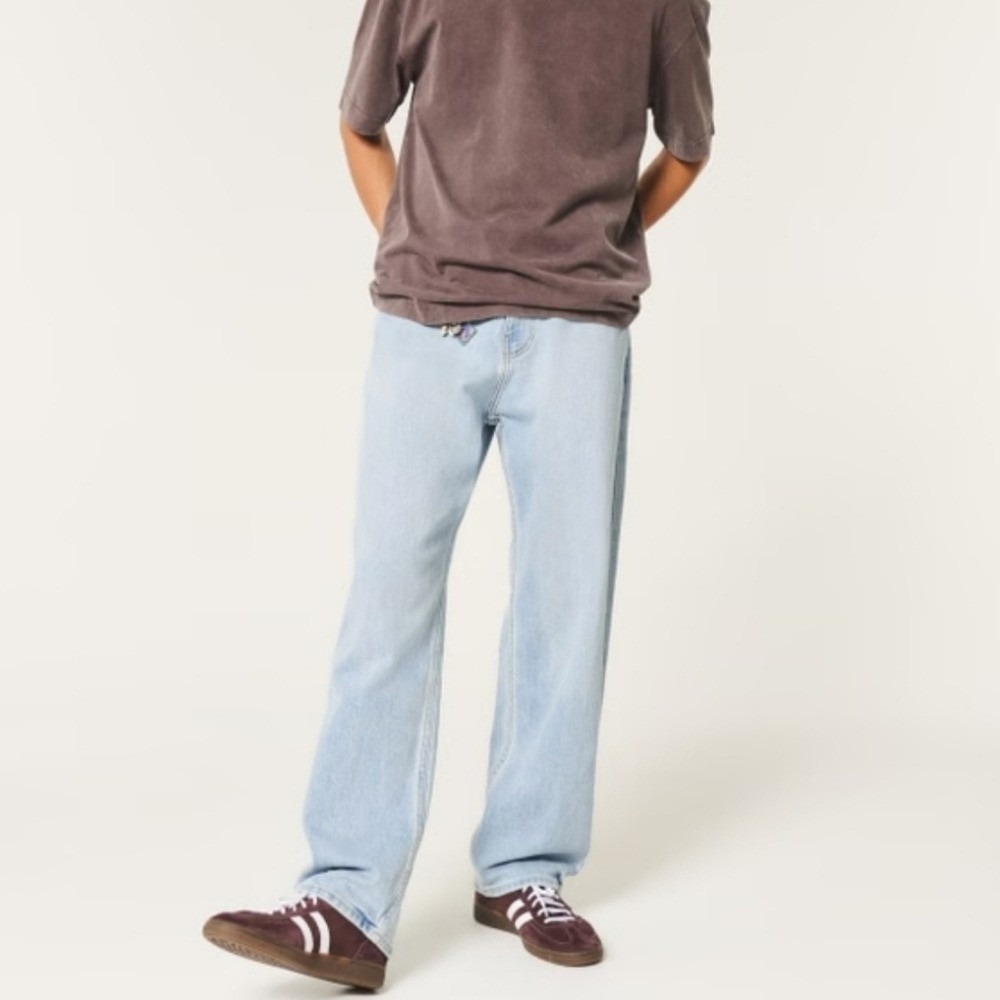 NWT Hollister Loose‎ Fit Jeans 34x34 Light Wash Baggy Skater Denim Gorpcore Y2K